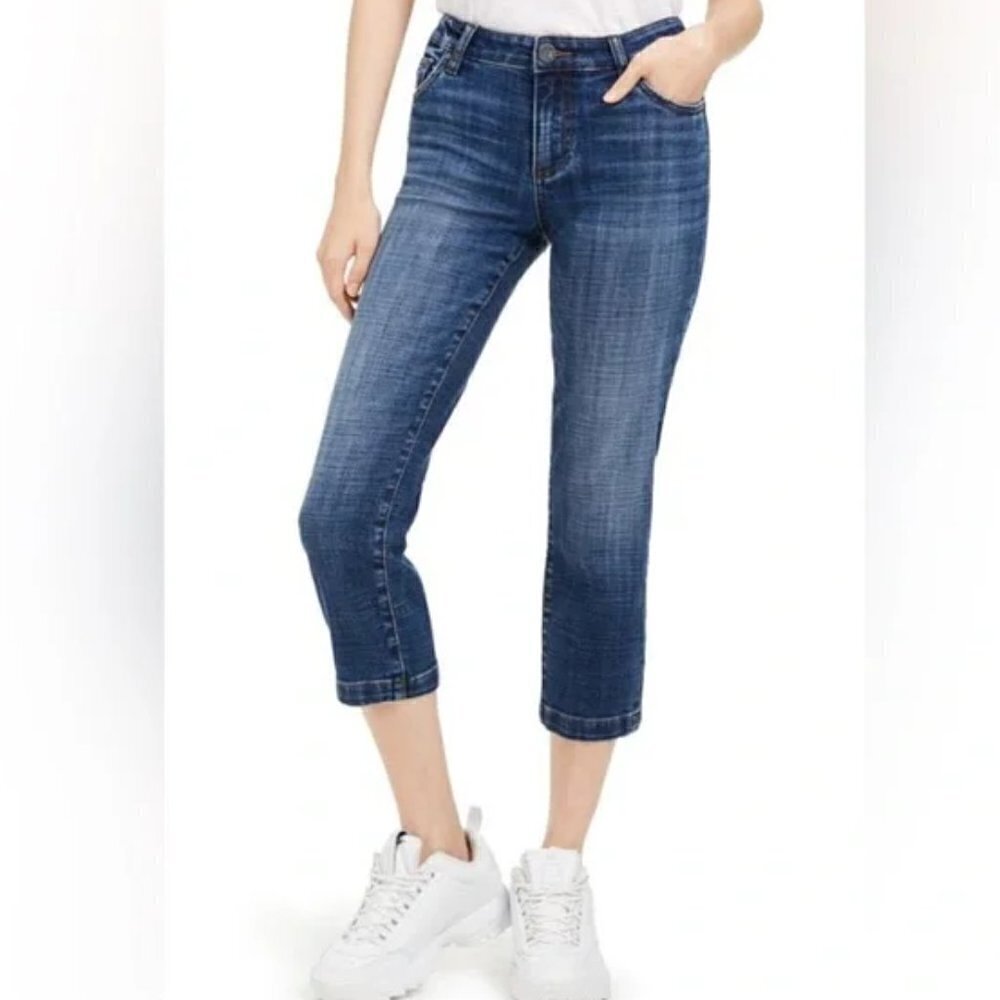 Kut From The Kloth Jeans Women's Size 6 Blue High Rise Crop Straight Leg Denim